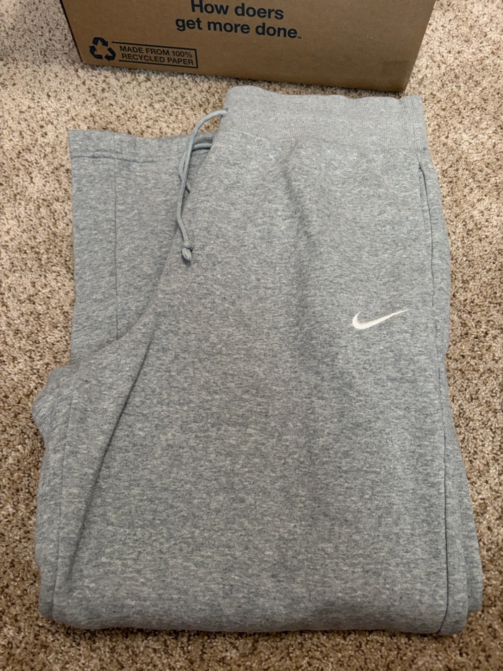 Nike Women’s Gray Athletic Joggers with White Swoosh